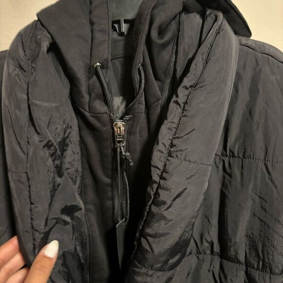 NWT Blank NYC Fair Shake Hooded Jacket Mixed Media Black- Size Medium - Picture 8 of 15